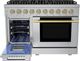Hauslane HausPro 48" Stainless Steel Pro-Style Dual Fuel Range with Satin Brass Knobs-2