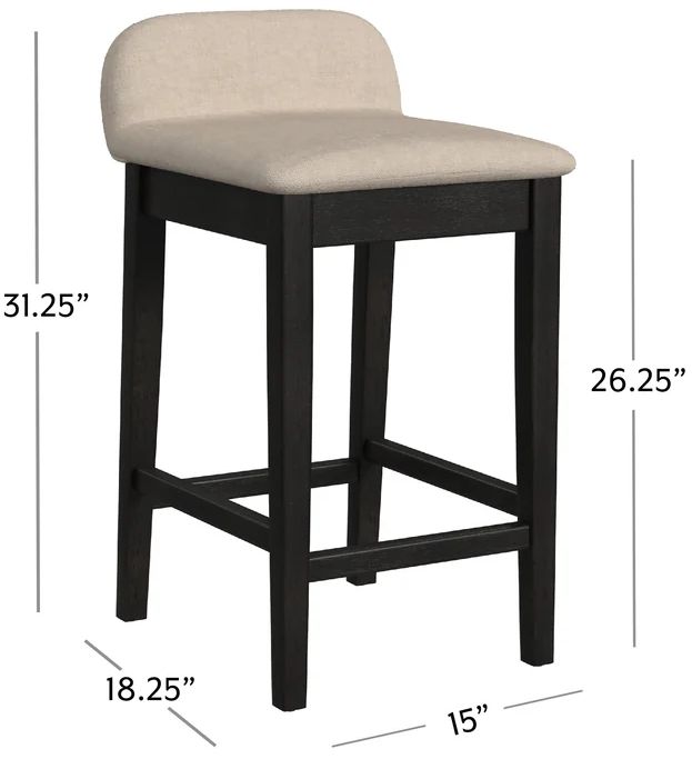 HH2 Home Renmark Black/Beige Counter Height Stool-2