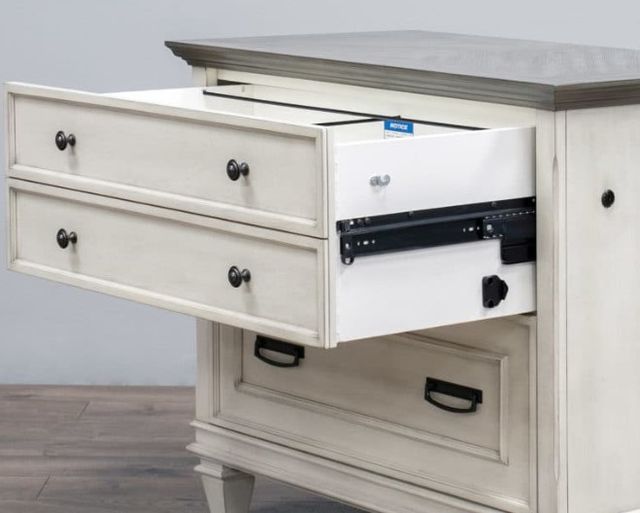 Martin Furniture Hartford  Linen White with Gray Patterned Top Lateral File-3