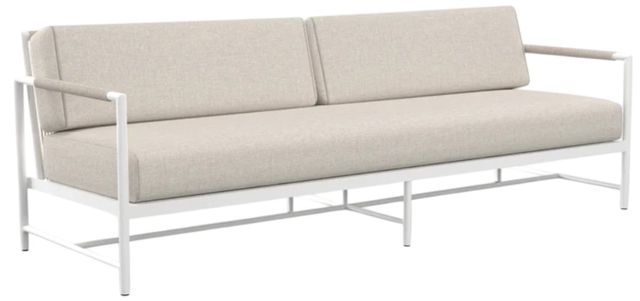 Sunset West Sabbia Natural/Satin White Aluminum/Olefin Rope Outdoor Sofa with Echo Ash Cushion-0