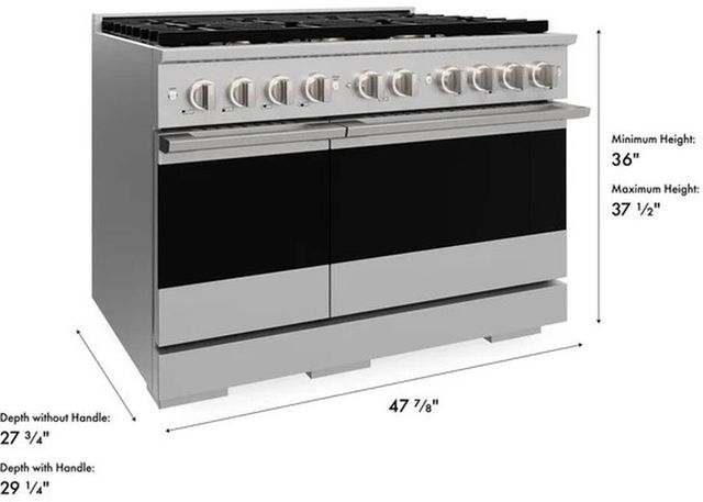 ZLINE Marino 48" Stainless Steel Pro Style Dual Fuel Range with 8 Burner Gas Cooktop-2