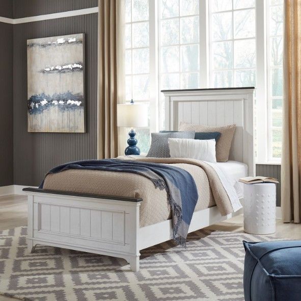 Liberty Furniture Allyson Park Charcoal/Wirebrushed White Youth Full Panel Bed-1