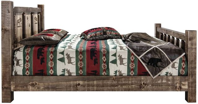 Montana Woodworks® Homestead Stain and Clear Lacquer California King Bed with Laser Engraved Moose Design-2