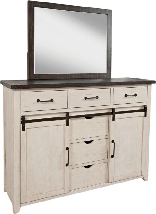 Jofran Inc. Madison County 4-Piece Vintage White Queen Panel Bedroom Set-3