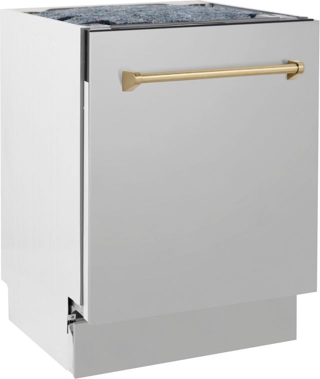ZLINE Autograph Edition 24" Stainless Steel Built In Dishwasher with Champagne Bronze Handle-2