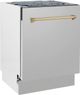 ZLINE Autograph Edition 24" Stainless Steel Built In Dishwasher with Champagne Bronze Handle-2