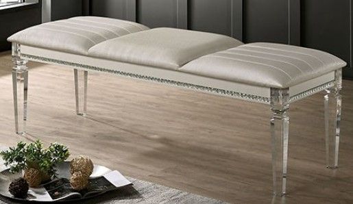 Furniture of America® Maddie Pearl White Bench-1