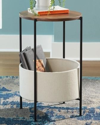 Signature Design by Ashley® Brookway Brown Accent Table with Black Stand and White Storage -3