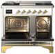 Ilve® Majestic III 40" White Pro Style Dual Fuel Natural Gas Range with Triple Glass Door and Brass Trim-1