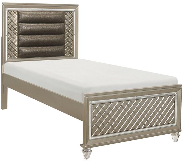 Homelegance® Loudon Bronze/Champagne Twin Upholstered Youth Panel Bed-0