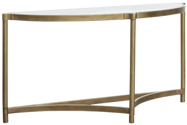 Magnussen Home® Cassidy Volakas Classic Demilune Sofa Table with Aged Brass Base-2