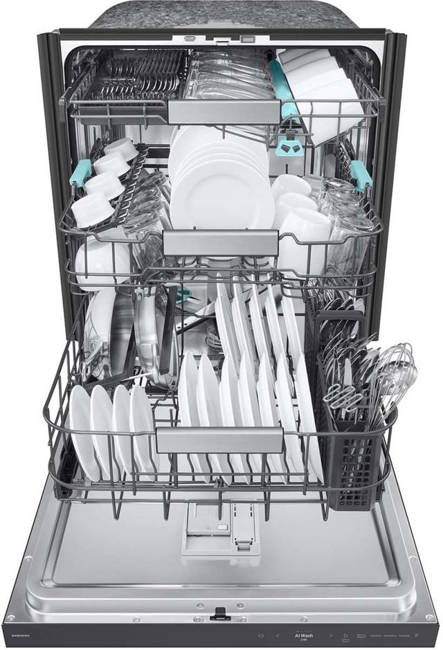 Samsung Bespoke 24" Fingerprint Resistant Matte Black Steel Top Control Built-In Smart Dishwasher with 3rd Rack Washing System-4