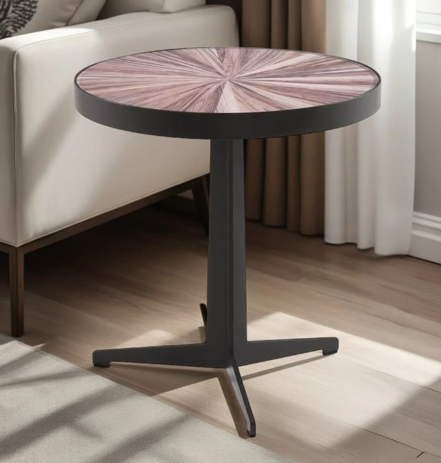 Armen Living Beka Maroon Glass Top Coffee Table with Black Base-1