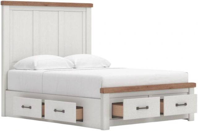 Benchcraft® Savonport 4-Piece Brown/White Queen Panel Storage Bedroom Set-4