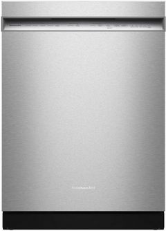 KitchenAid® 24" PrintShield™ Stainless Steel Third Level Utensil Rack Front Control Built-In Dishwasher with 30+ Total Wash Jets