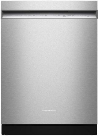 KitchenAid® 24" PrintShield™ Stainless Steel Third Level Utensil Rack Front Control Built-In Dishwasher with 30+ Total Wash Jets