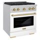 ZLINE Autograph Edition 30" Satin Stainless Steel Pro Style Gas Range with White Matte Door-2