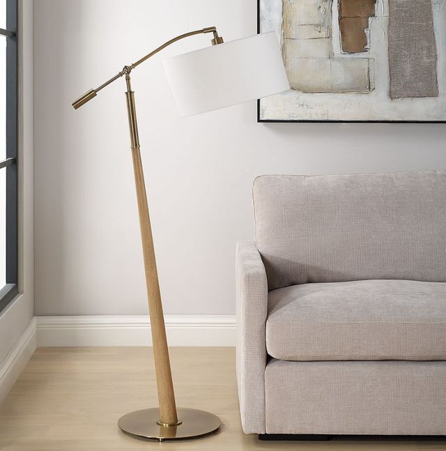 Uttermost® Kennett Brass/Brown Floor Lamp-2