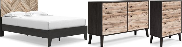 Signature Design by Ashley® Piperton 3-Piece Black/Two-Tone Brown Full Panel Platform Bed Set-0