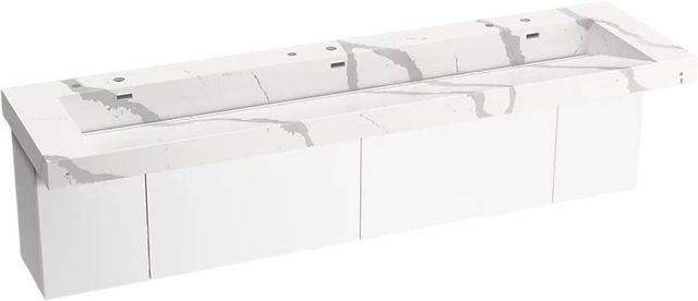 KOHLER® Constellation™ Et Bianco Cal 90" Wall-Mount Trough Lavatory System and White Powder-Coated Shroud-0