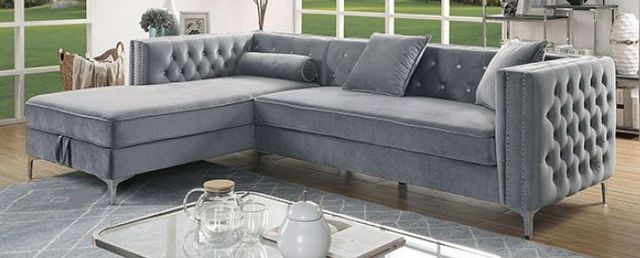 Furniture of America® Amie 2-Piece Gray Left-Arm Facing Sectional and Chaise-0