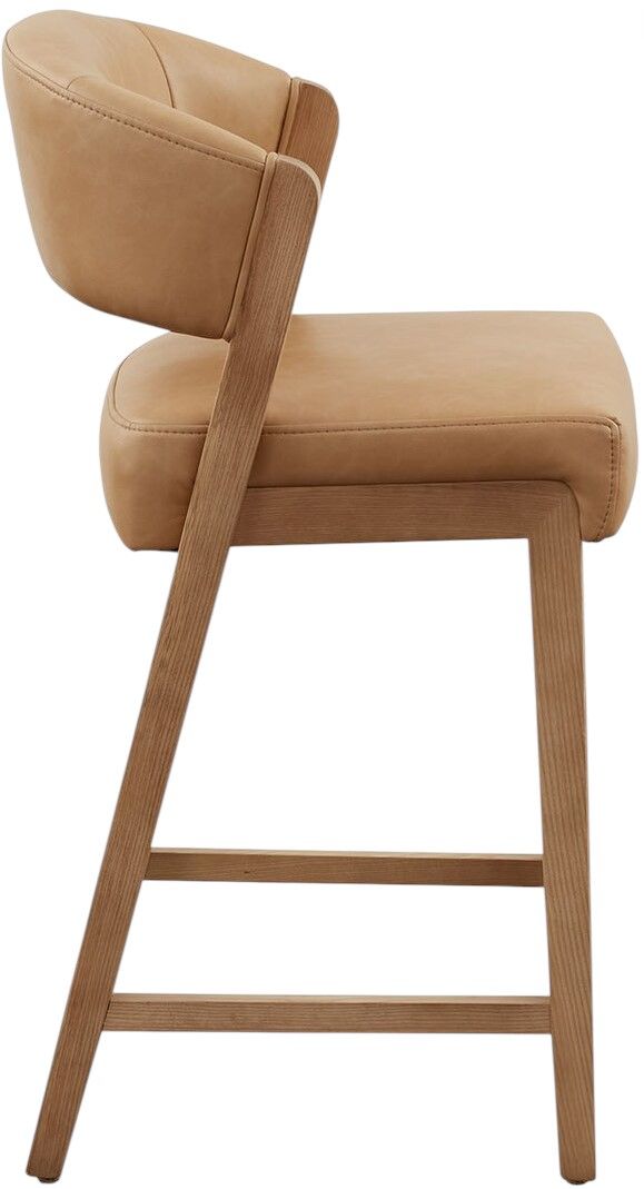 Bassett® Furniture Asher Tan Upholstered Faux Leather Counter Stool-2