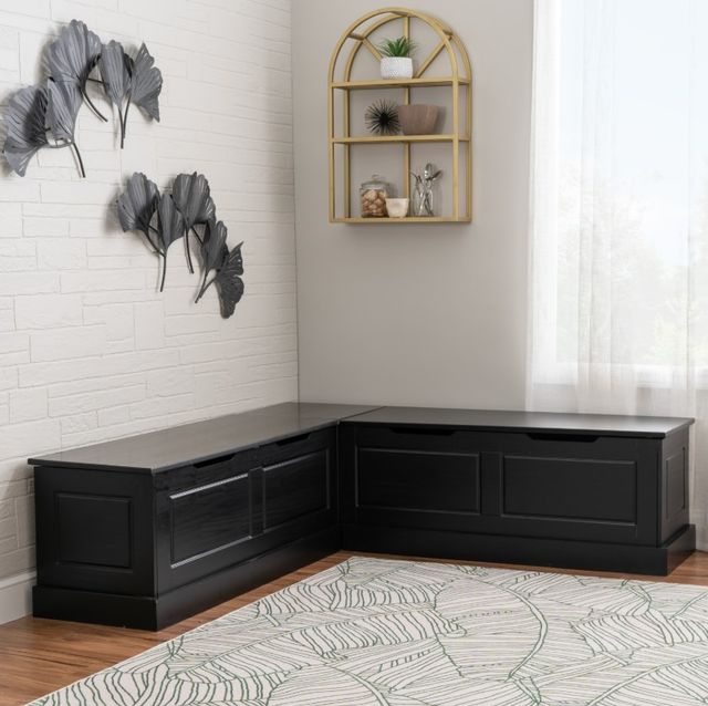 Linon Norah Black Backless Nook Bench-1