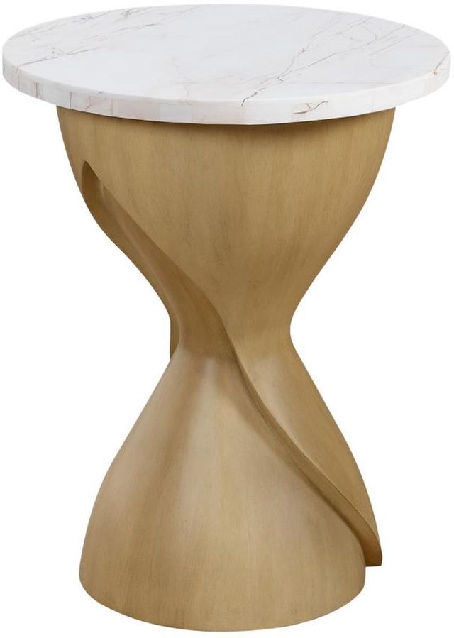 Bernards Tapestry Beige Pedestal Table with White Marble Top-0