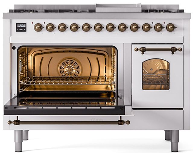 Ilve® Nostalgie II Series 48" White Pro Style Dual Fuel Range-2