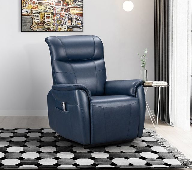 BarcaLounger® Leighton Marco Navy Blue Leather Power Lift Recliner-2
