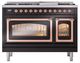 Ilve® Nostalgie II Noblesse 48'' Glossy Black Pro Style Dual Fuel Range with Copper Trim-1