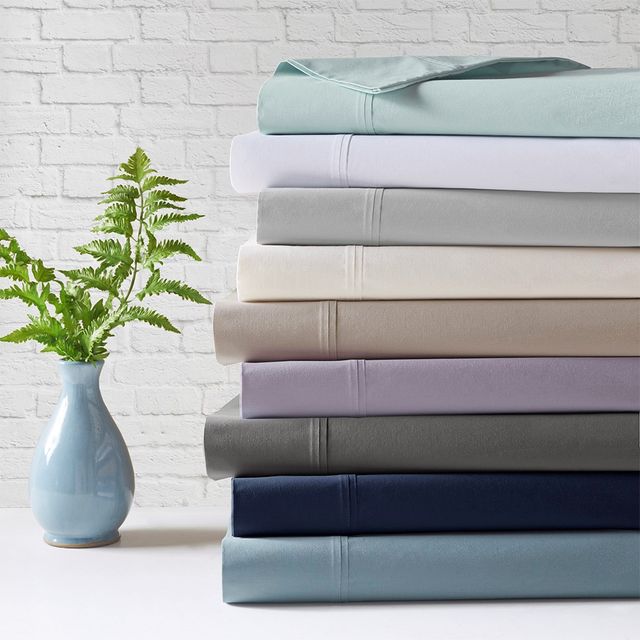 Olliix by Madison Park Purple California King Peached Percale Cotton Sheet Set-4