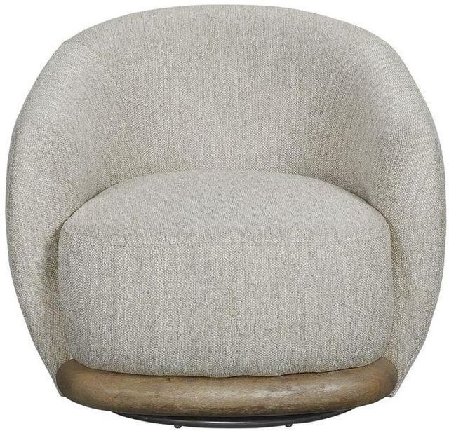 Bernards Pagosa Amazon Feather Wood Base Swivel Chair-2