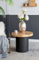 A & B Home Natural Brown Round Pedestal Side Table with Black Base-4