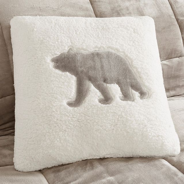 Olliix by Woolrich Alton Ivory and Taupe Full/Queen Plush to Sherpa Down Alternative Comforter Set-1