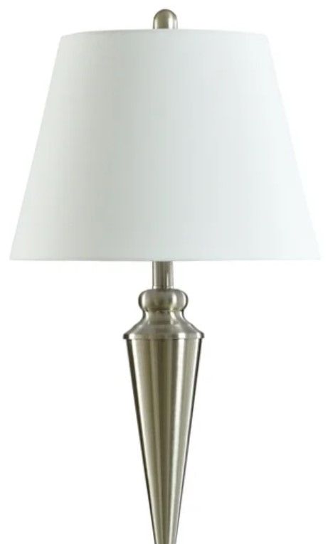 StyleCraft Brushed Steel/White Table Lamp-1