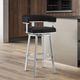 Armen Living Lorin Black/Brushed Stainless Steel Swivel Bar Stool-1