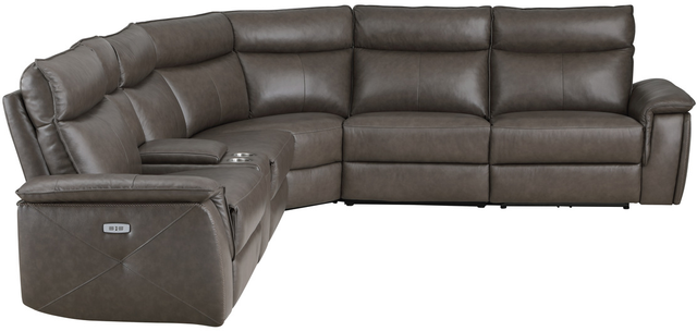 Homelegance® Maroni 6-Piece Dark Brown Curved Power Reclining Sectional-2