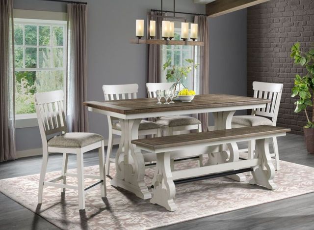 Intercon Drake French Oak/Rustic Gray 68" Backless Counter Bench-1