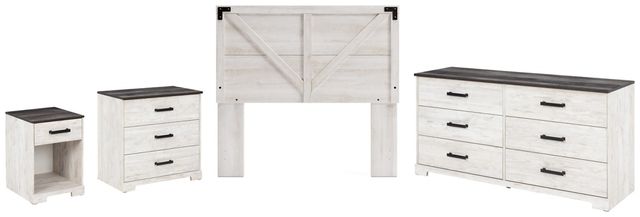 Signature Design by Ashley® Shawburn 4-Piece Whitewash Full Panel Headboard Bedroom Set-0