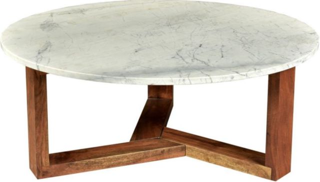 Moe's Home Collection Jinxx White Coffee Table with Brown Base -1