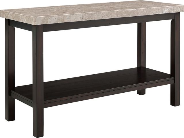Elements International Kansas Beige Sofa Table with Espresso Base-0
