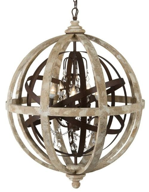 YHD Campion Distressed Khaki/Rustic Iron 5-Light Chandelier-2