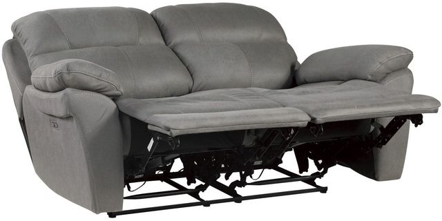Homelegance® Longvale Gray Power Double Reclining Loveseat with Power Headrests-2