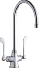 Elkay Chrome Single Hole Concealed Deck Faucet with 8" Gooseneck Spout and 6" Wristblade-0