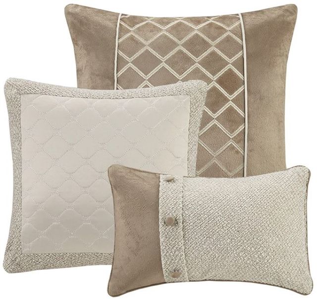 Olliix by Madison Park Atley 7 Piece Taupe/Brown King Comforter Set-2