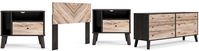 Signature Design by Ashley® Piperton 4-Piece Two-tone Brown/Black Twin Panel Headboard Set-0