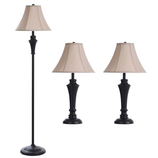 StyleCraft Aged Bronze 3-Piece Table Lamp Set-0