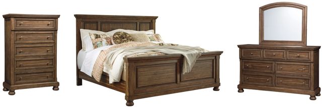 Signature Design by Ashley® Flynnter 4-Piece Medium Brown California King Panel Bed Set-0
