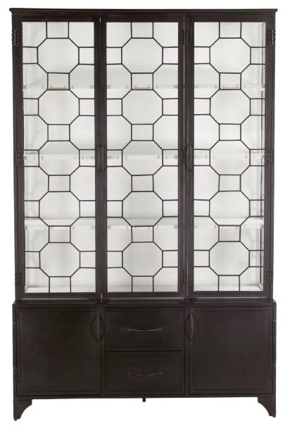 Home Trends & Design Pompeii Matte Black Display Cabinet-1